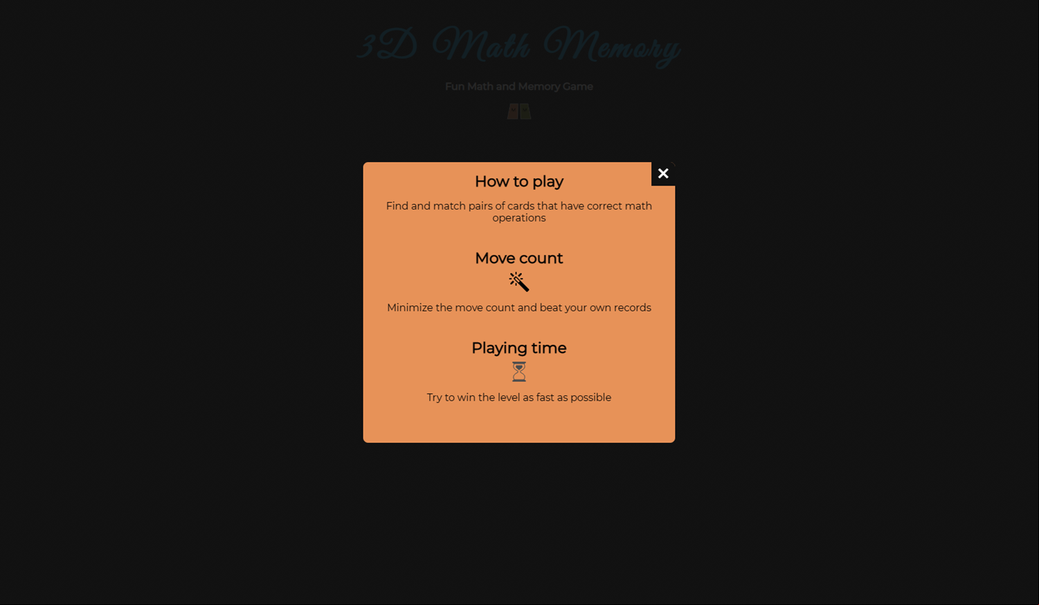 3D Math Memory Game How To Play Screenshot.