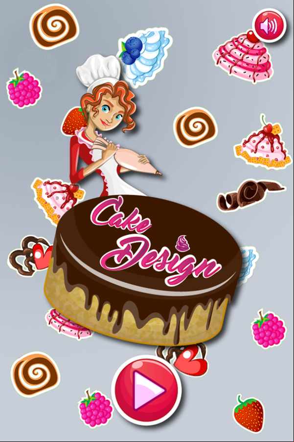 Cake Design Game Welcome Screen Screenshot.