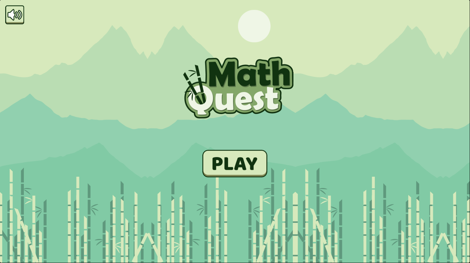 Math Quest Game Welcome Screen Screenshot.